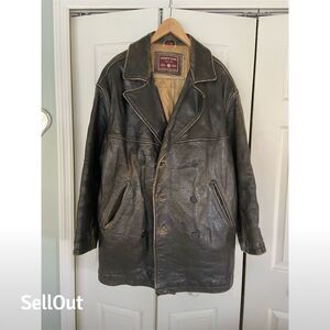 Andrew Marc Men's Vintage Black Leather Bomber Jacket Size L